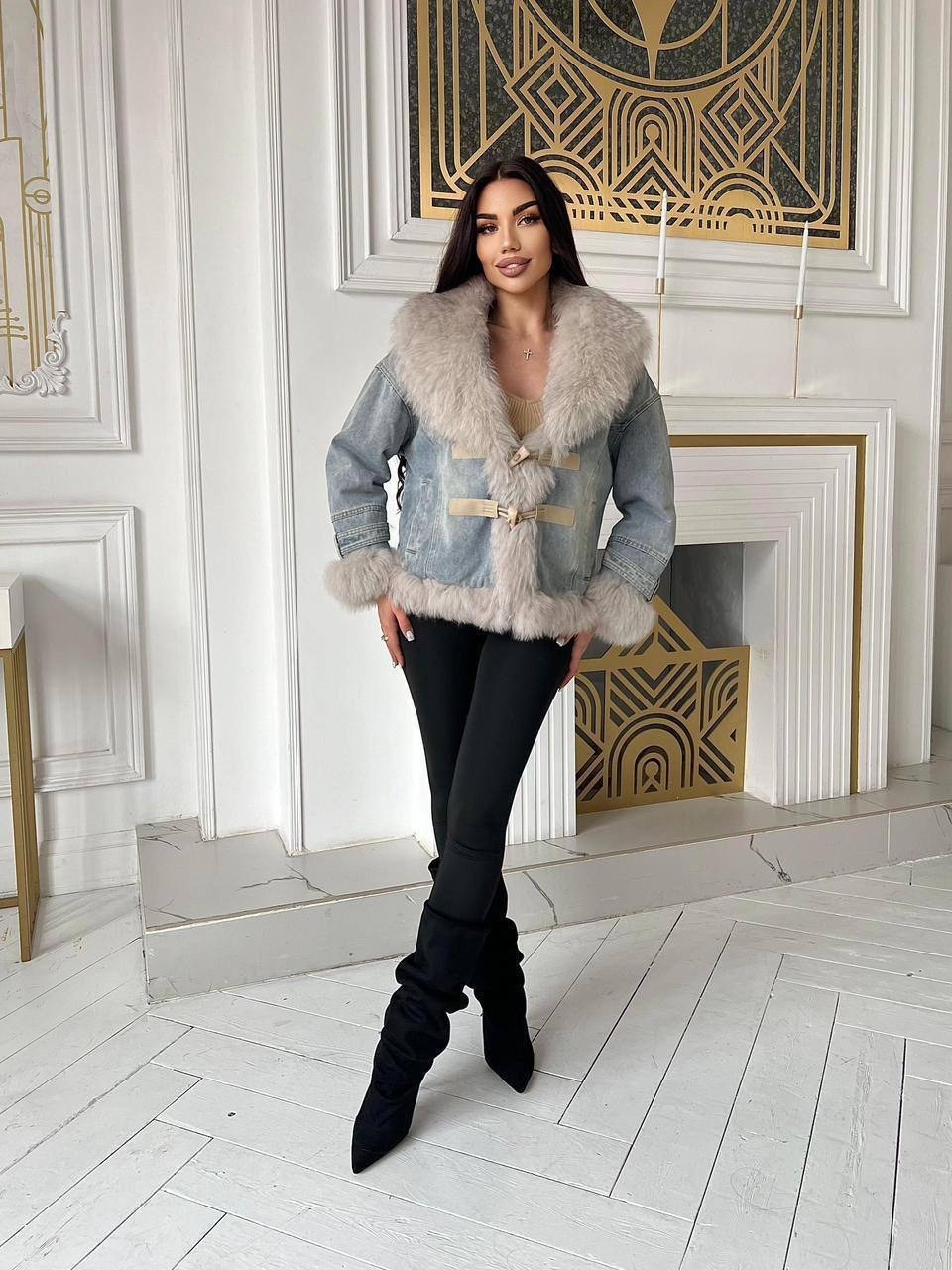 женская верхняя одежда джинсовка с натуральным мехом,джинсовка с натуральным мехом,куртка джинсовая с натуральным мехом angel mood,женская джинсовая куртка из натурального меха,джинсовая куртка
