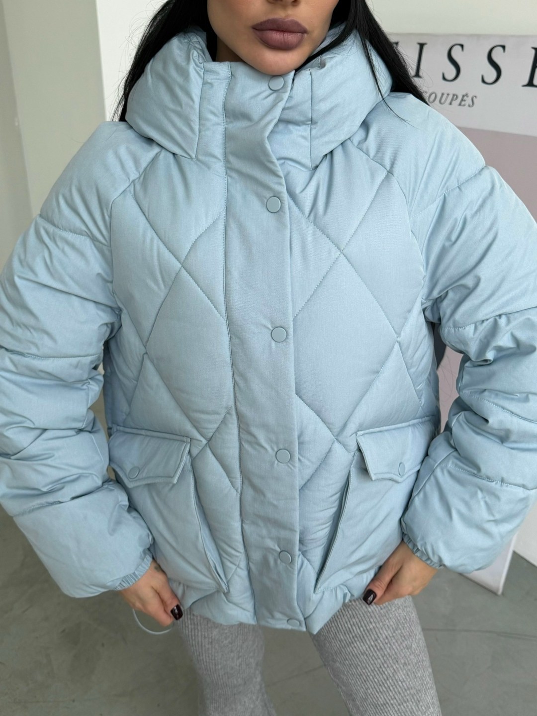 демисезонная куртка,куртка женская,куртка женская голубая,куртка зимняя оверсайз с капюшоном by button,куртка оверсайз