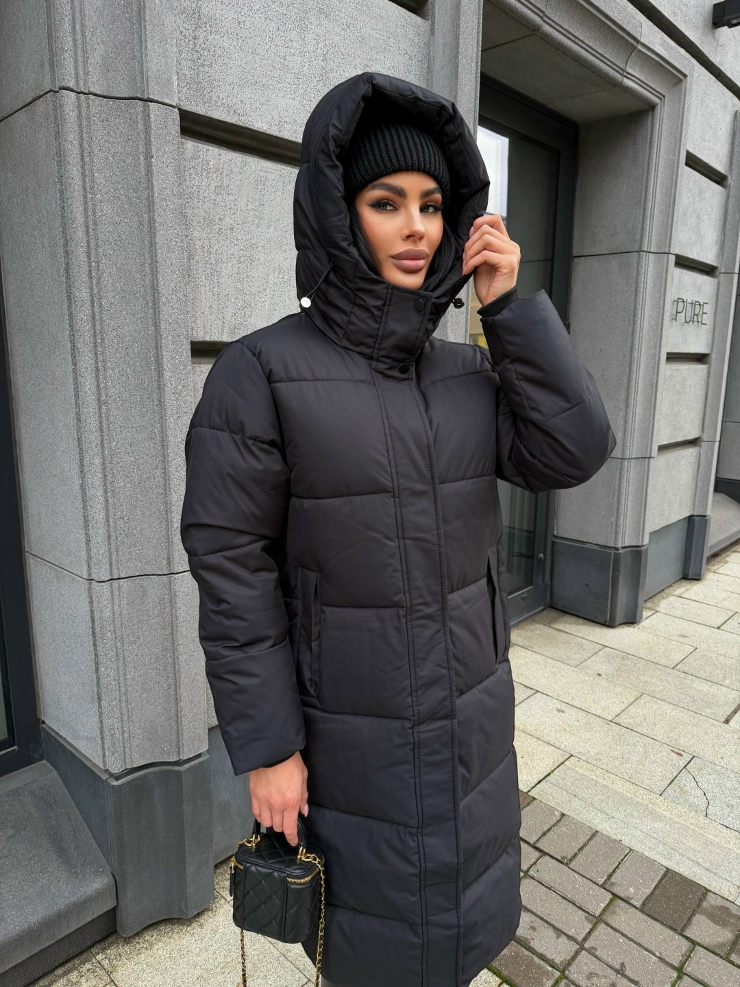 пуховик зимний длинный с капюшоном ve marie,пуховик зимняя,пуховик зимний длинный с капюшоном ve marie цвет черный,зимний пуховик длинный с капюшоном reg&life,пуховик зимний длинный с капюшон