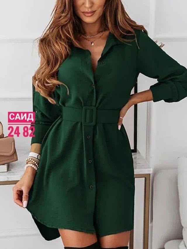 платье с отложным воротником,женское платье рубашка,платье рубашка с поясом,платье рубашка,платье рубашка с длинными рукавами