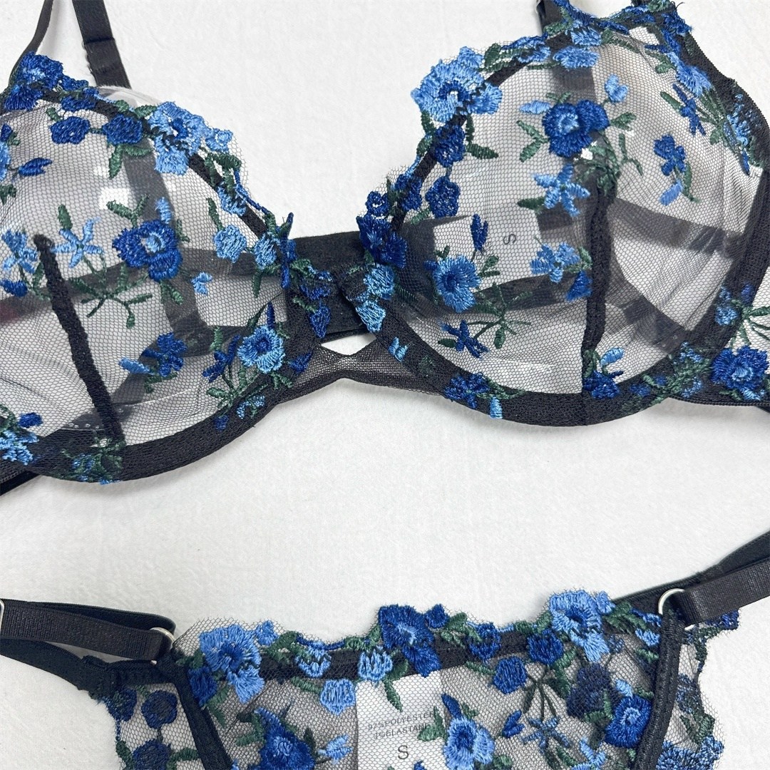 комплект прозрачного нижнего белья в сетку michael acosta,комплект белья женский michael acosta черный, синий,комплект нижнего белья,нижнее белье женское,комплект нижнего белья кружевной