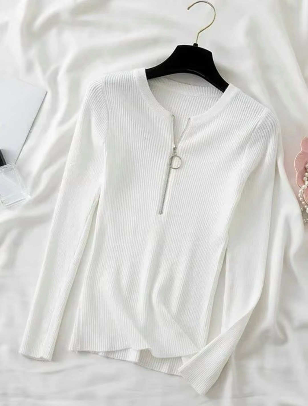 свитер женский белый,кофта женская,повседневный джемпер,женский вязаный свитер на молнии,женские джемпера
