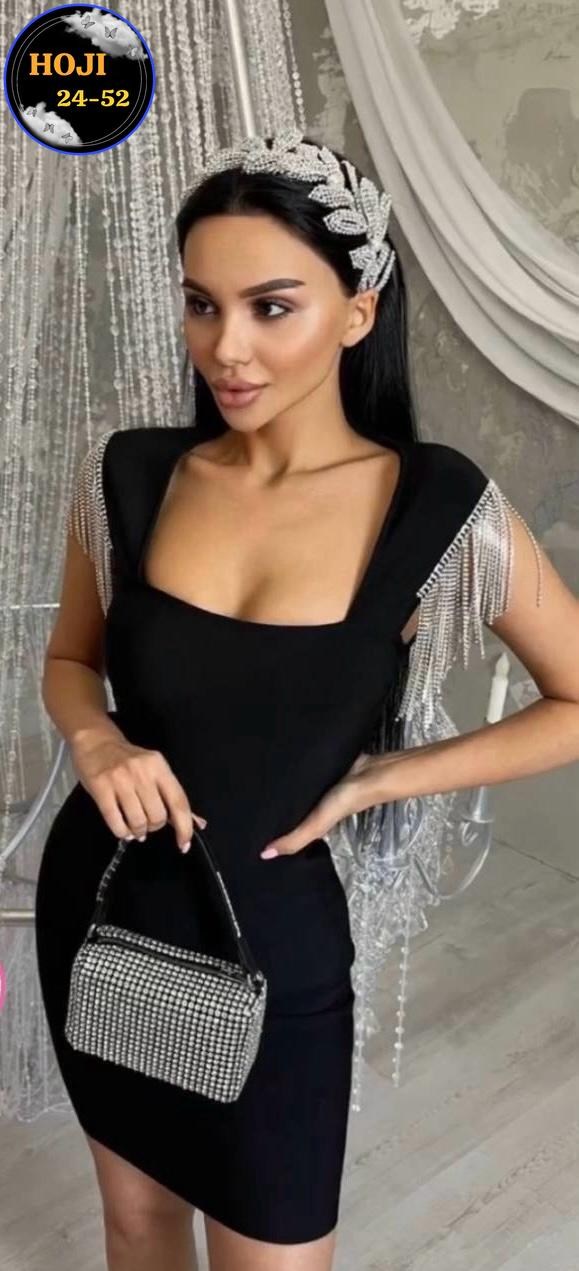 платье стразы,платье с бахромой,бандажное платье,облегающее платье,платье черное