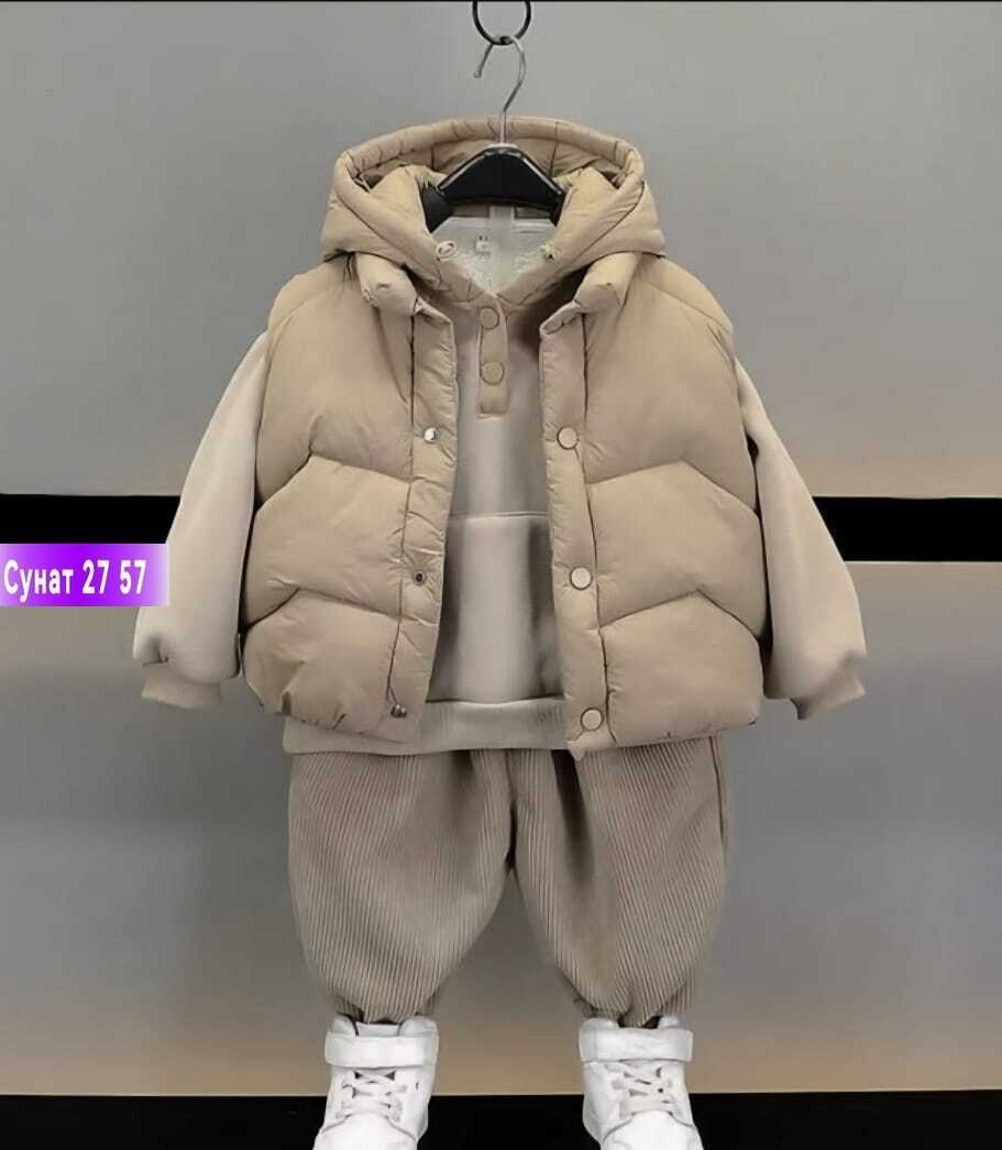 костюм теплый,костюм теплый детский,костюм тройка детский теплый,детский спортивный костюм утепленный с жилеткой shaomao,детские комплекты