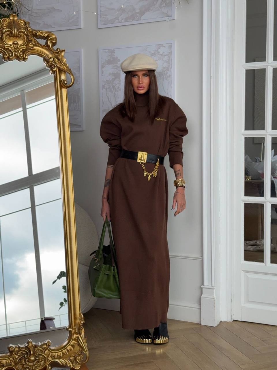 водолазка с логотипом celine cool casual wear,трикотажное платье,теплые платья