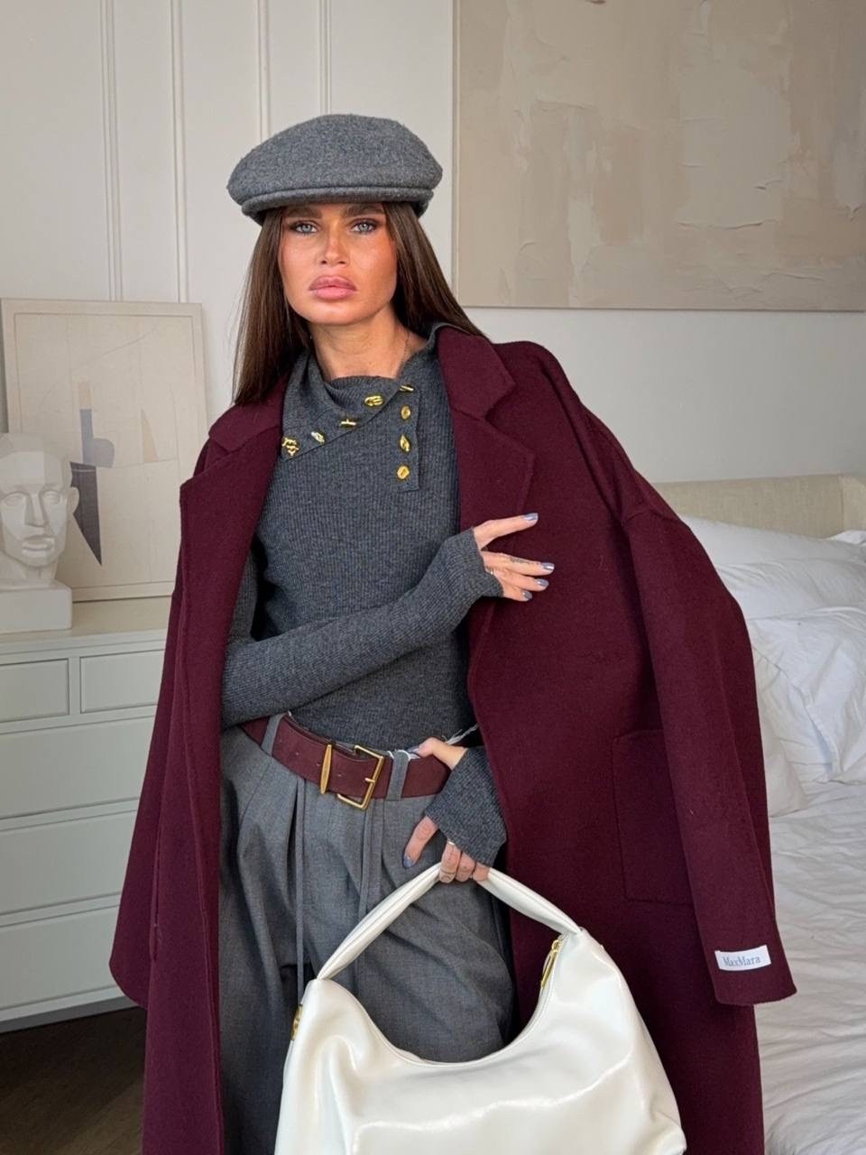 бордовое пальто,модные образы,пальто из шерсти,пальто утепленное,пальто женские