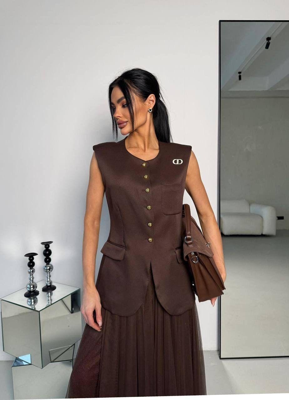 юбка с жилеткой,юбка с жилеткой цвет коричневый,костюм вечерний жилет с юбкой под зара elinafashion 332574141,женский костюм
