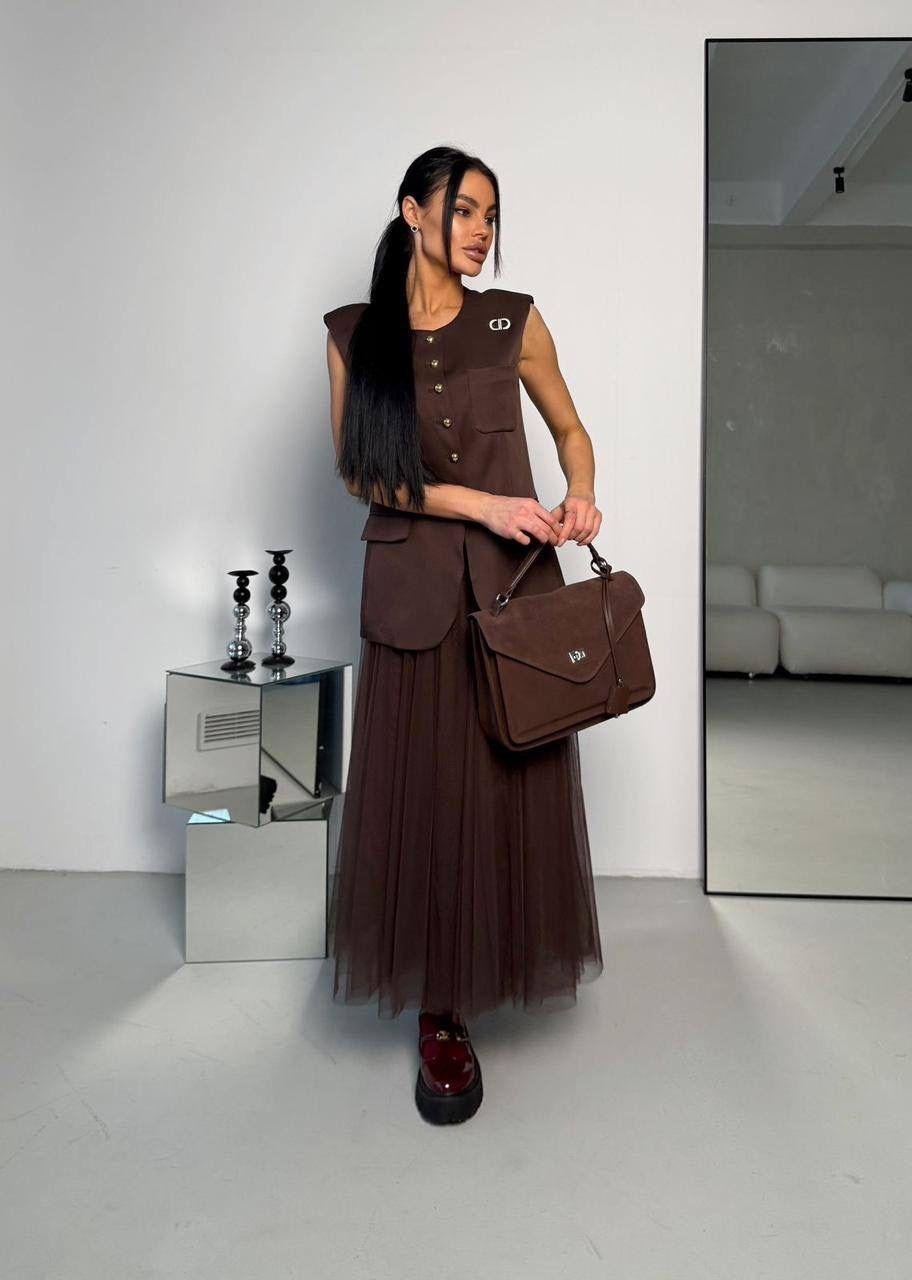 юбка с жилеткой,юбка с жилеткой цвет коричневый,костюм вечерний жилет с юбкой под зара elinafashion 332574141,женский костюм