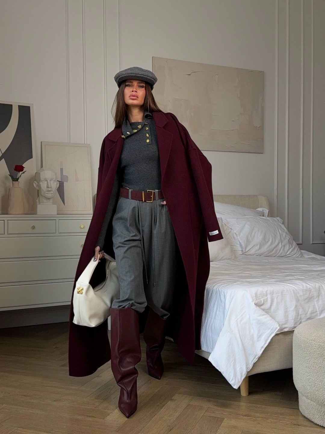 пальто оверсайз,бордовое пальто,пальто,женское удлиненное кашемировое пальто с большим воротником,пальто для женщин