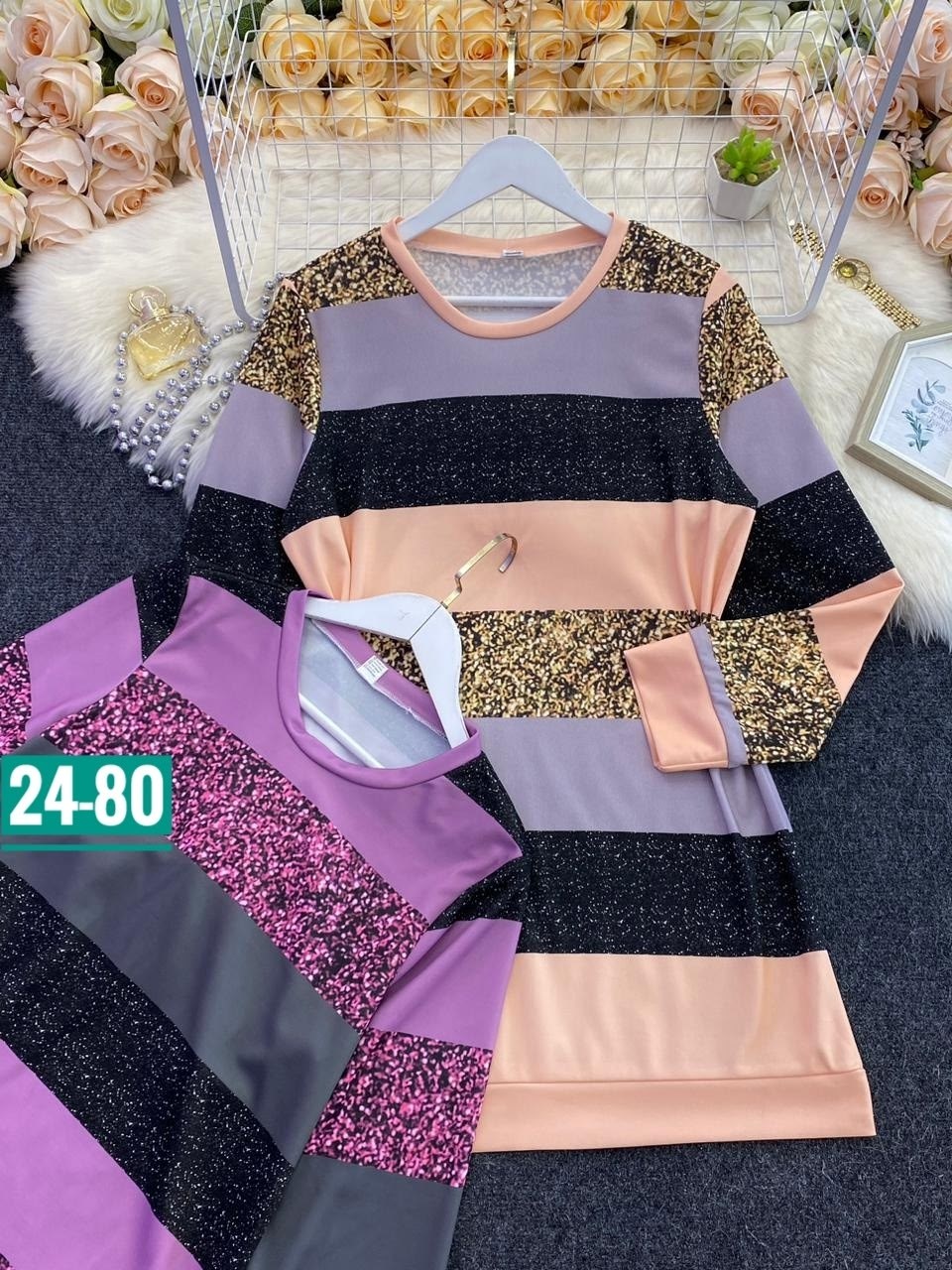 женское платье,платье модное,туника теплая платье,женское платье в полоску с круглым вырезом и блестящими пайетками,женское платье-свитшот с круглым вырезом и длинным рукавом