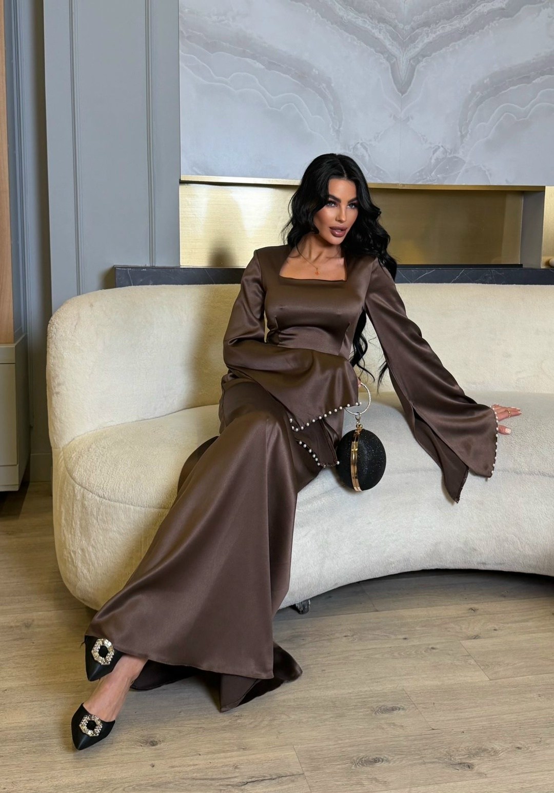 вечернее платье на завязках шелковое длинное am_brand,атласные платья,шелковое платье,элегантное вечернее платье с длинным рукавом,платье