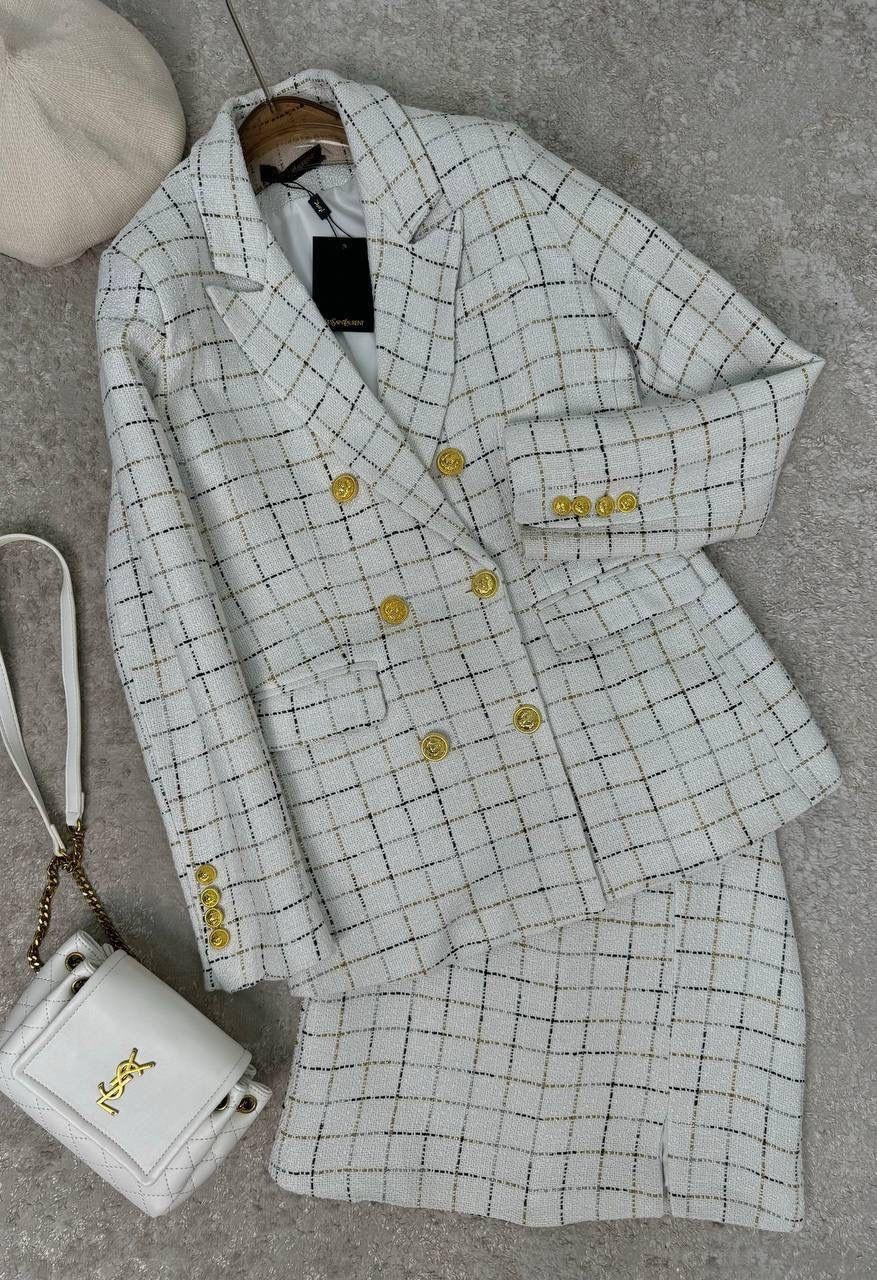 твидовый костюм,твидовый пиджак,твидовый жакет,твидовый пиджак белый клетчатый,твидовый пиджак женский