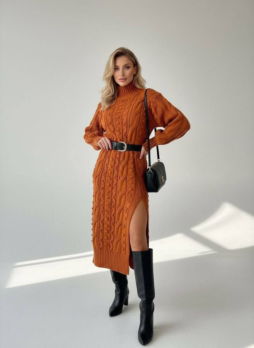 вязаное платье,длинное вязаное платье,теплое вязаное платье,шерстяное платье,платье-свитер