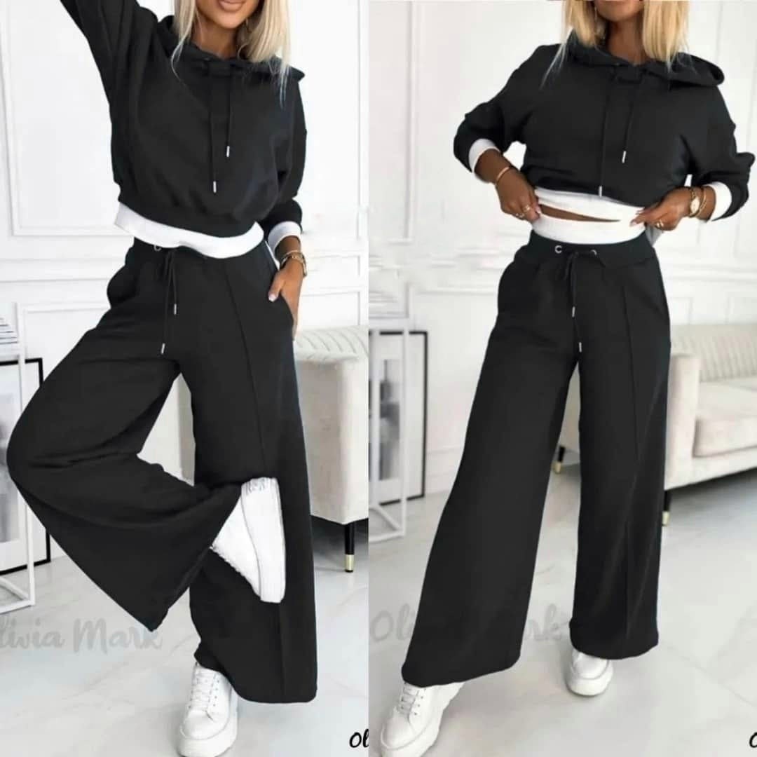 костюм спортивный с широкими брюками la.mek 52435822,женские костюмы,бежевый спортивный костюм,женский костюм двойка,костюм спортивный