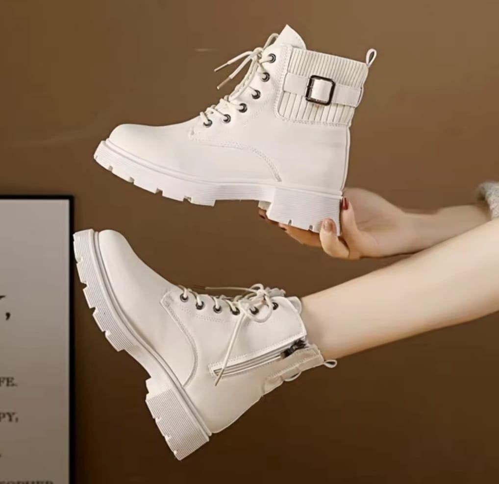женские ботинки в стиле рок,женские ботинки,модные белые ботинки женские,женские короткие ботинки на толстой подошве,