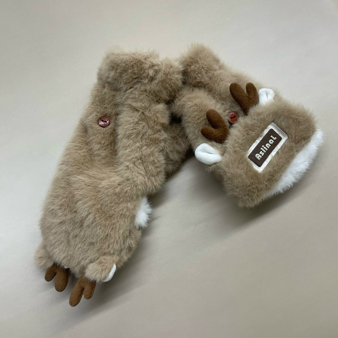 варежки женские minaku мишка 24 см бежевый,варежки подростковые minaku мишка 24 см бежевый,плюшевые варежки,плюшевая варежка,варежки митенки