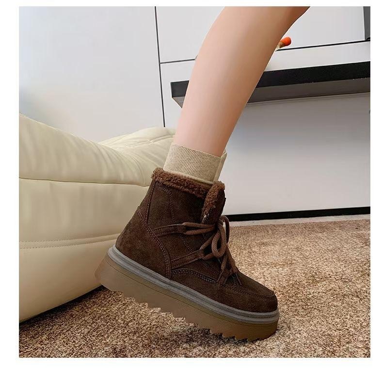 женские зимние ботинки из коровьей замши на платформе,зимняя женская  из коровьей замши,модные повседневные зимние ботинки 2025,зимняя женская ,новые утепленные и теплые женские зимние ботин