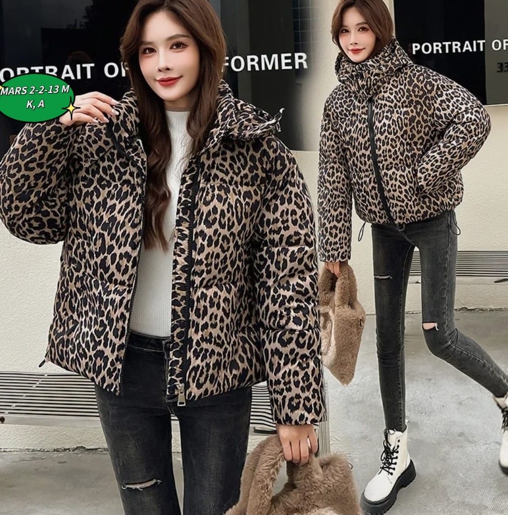 женское хлопковое пальто с леопардовым принтом,свободное женское хлопковое пальто с леопардовым принтом,зимнее теплое стеганое пальто с леопардовым принтом,леопардовая куртка,куртка - пуховик двусторо