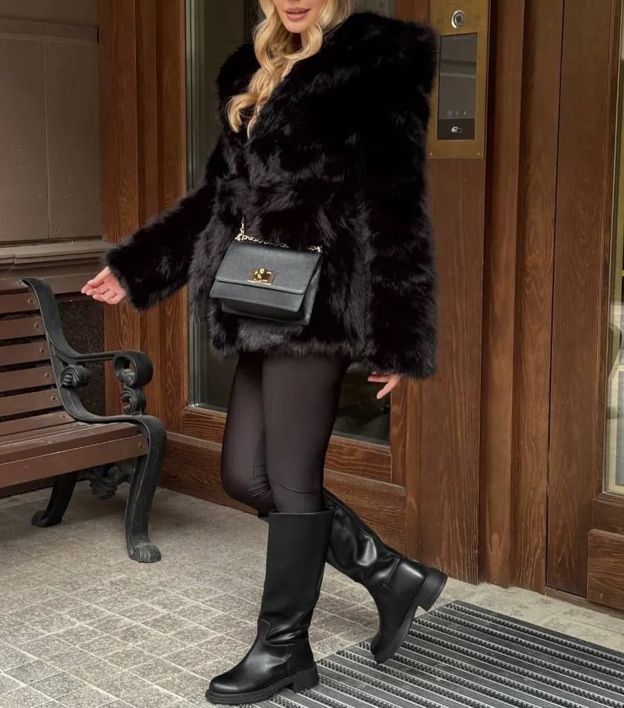 шуба искусственная,шуба,женская шуба,шуба искусственная экошуба зимняя fashion lis цвет черный,шуба искусственная короткая экошуба цвет черный