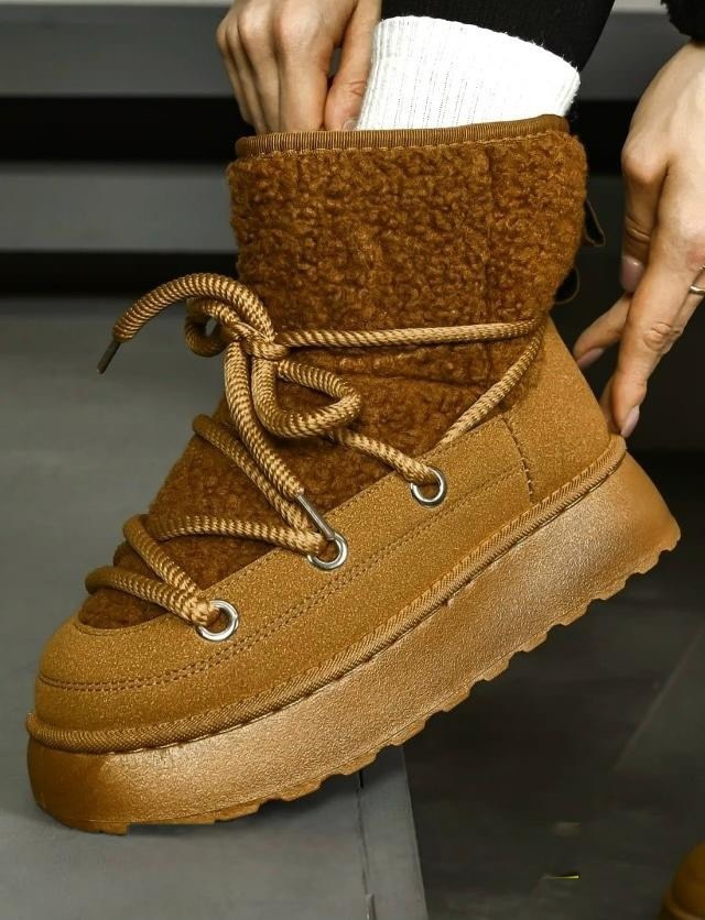 угги женские зимние на платформе луноходы ugg 278448831,угги женские зимние с шнурками,угги женские зимние на платформе луноходы ugg цвет коричневый,непромокаемые и теплые зимние женские ботинки на пл