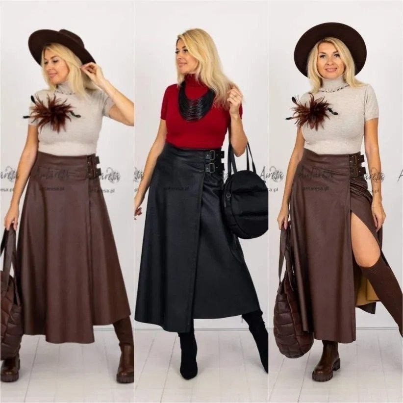 коричневая кожаная юбка,коричневая юбка,кожаная юбка,юбка миди,юбка стильная