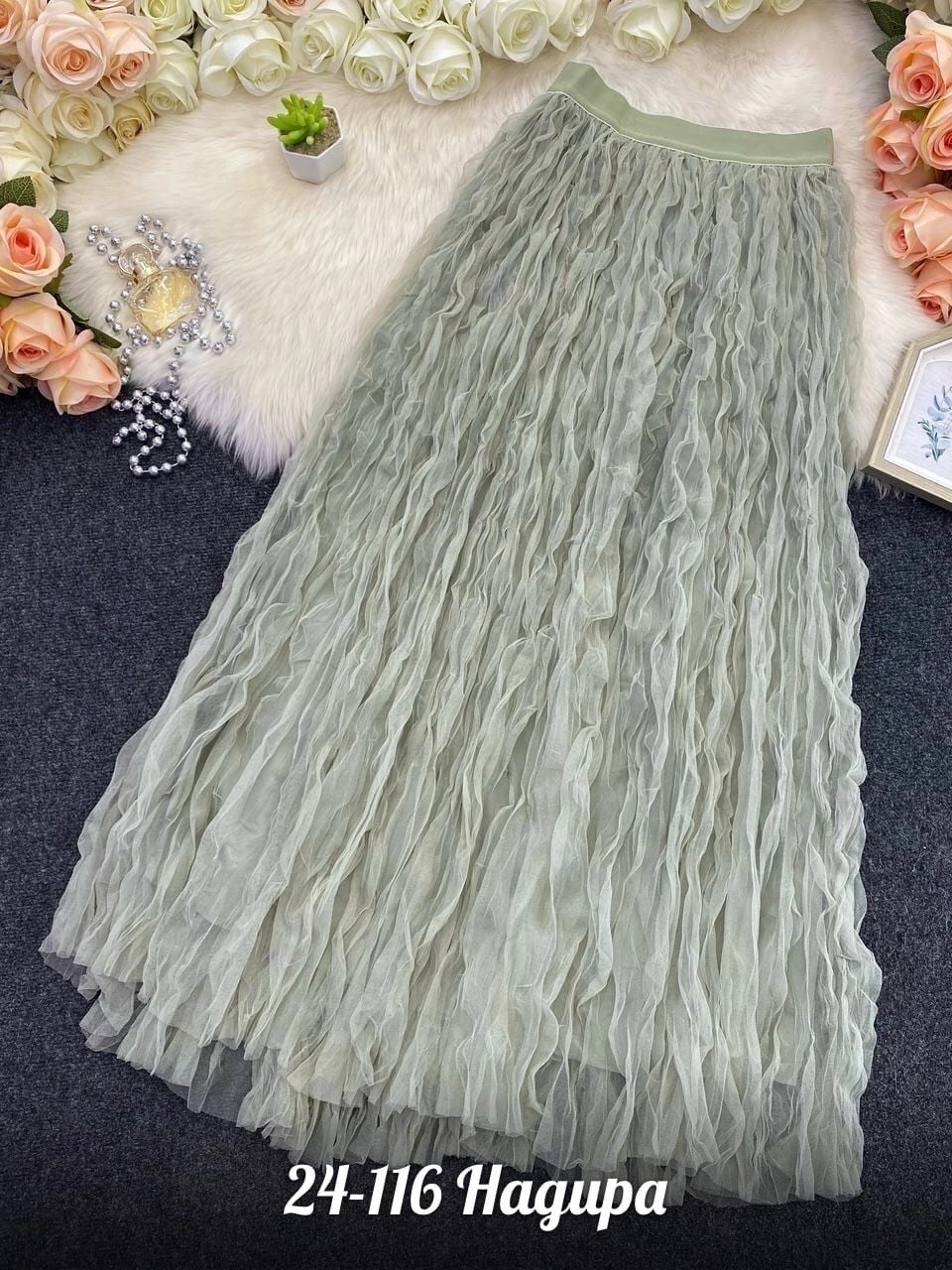 женская юбка,юбка горох,юбка из тюли,юбка средней длины,юбка многослойная