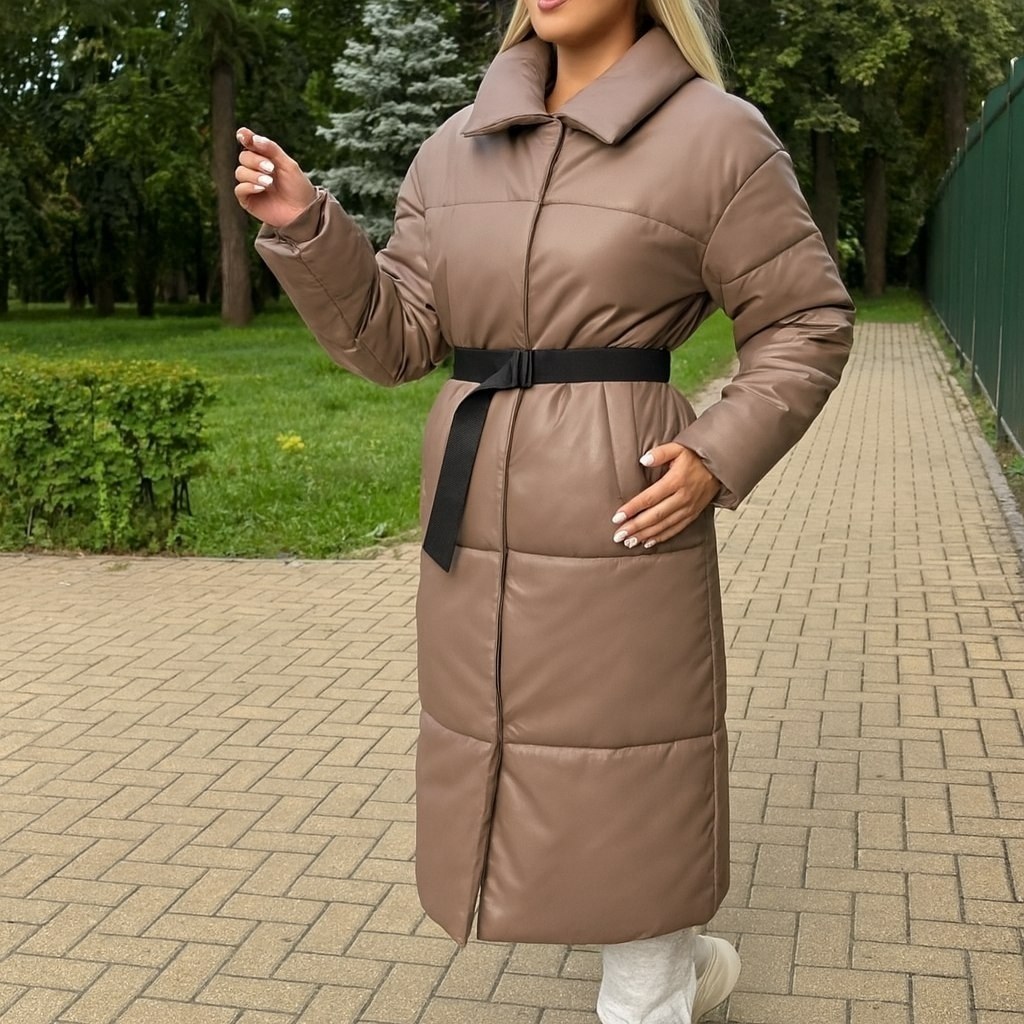 пальто женское из экокожи зимние,пуховик из экокожи,пуховик экокожа женский,куртка удлиненная,пуховик женский