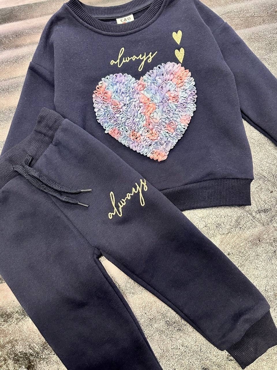 свитшот с декором,cвитшот для девочки,детские комплекты,костюмы для девочки,костюм синий