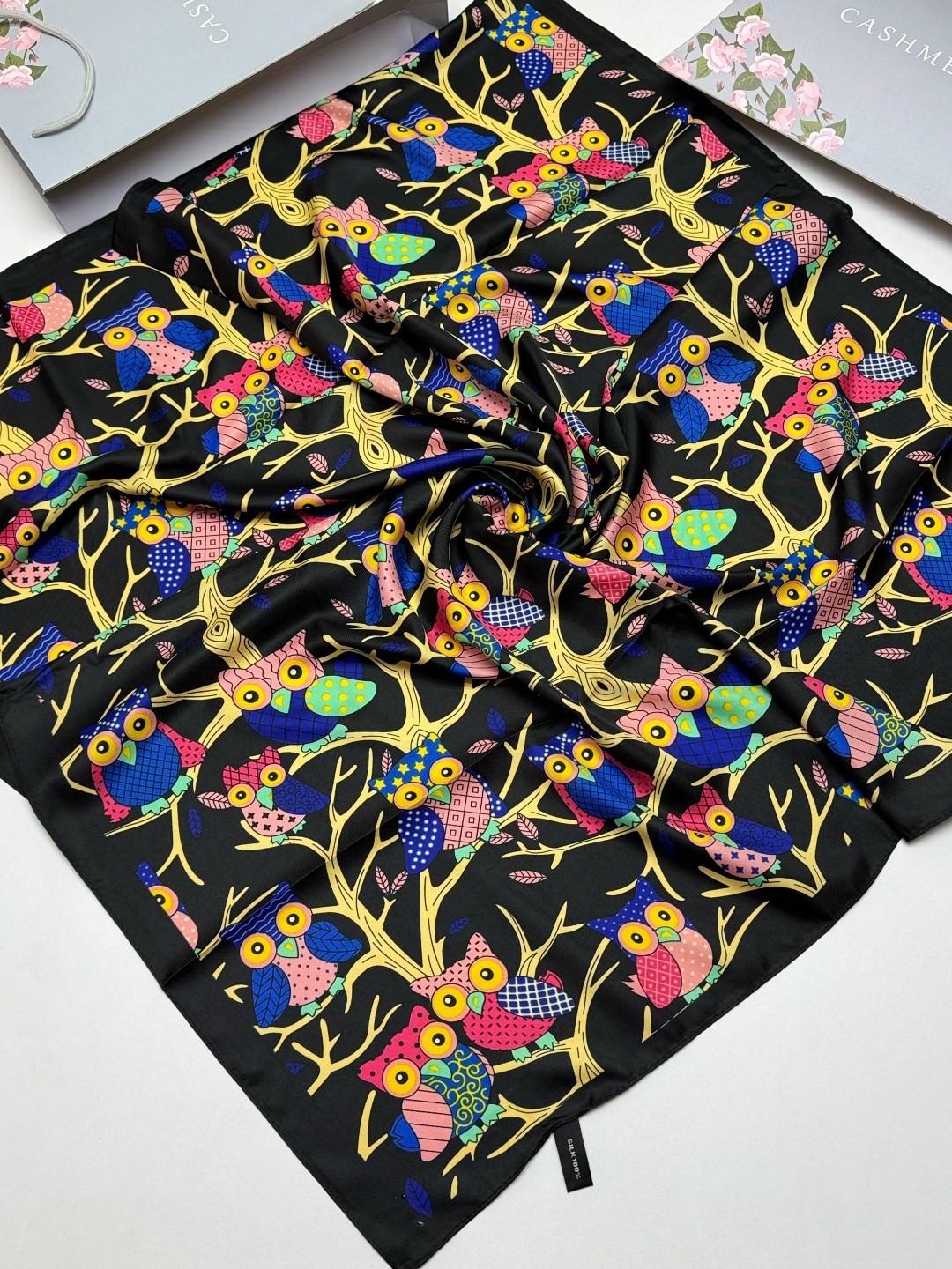 платки шелковые,платок с совами,платки женские,платка,платки шарф