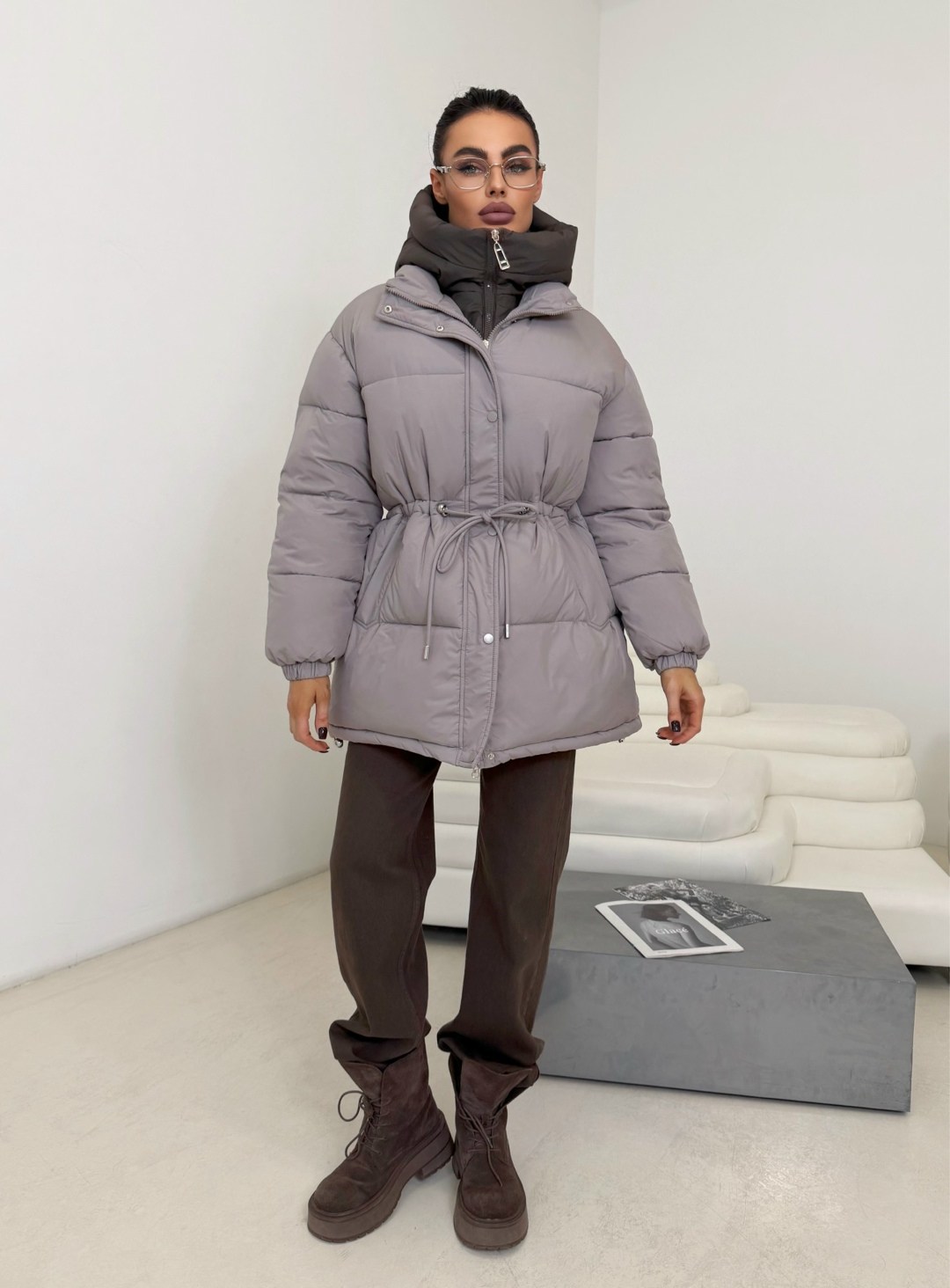 стильные пуховики,куртка зимняя с капюшоном оверсайз пуховик julineiz 272887433,куртка оверсайз,куртка с поясом,куртка оверсайз женская
