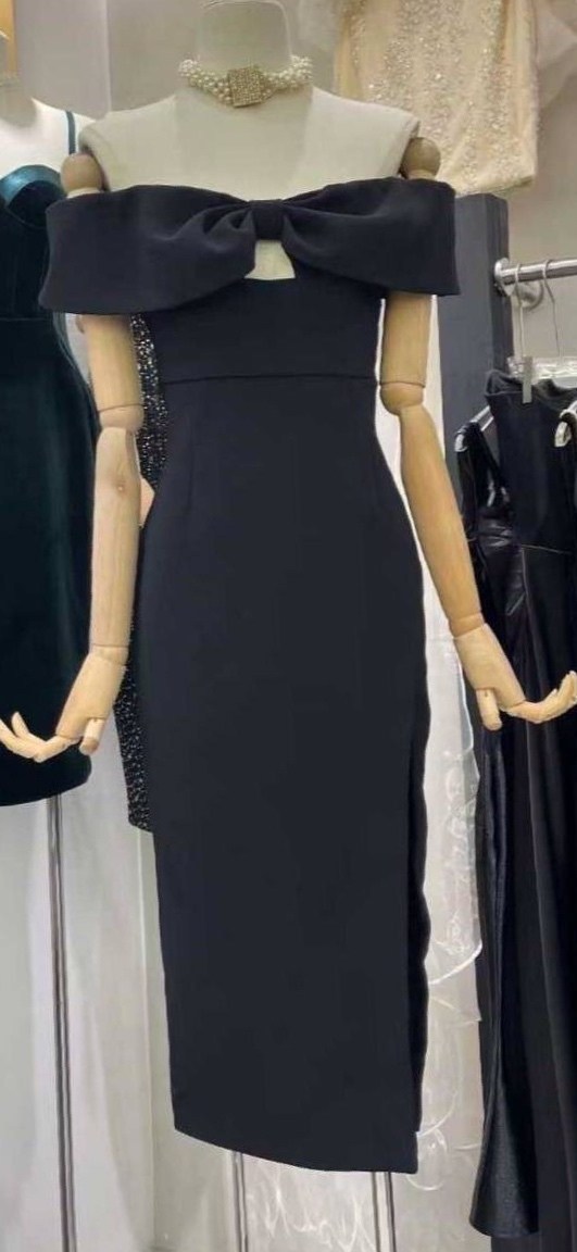 элегантное вечернее платье,платья элегантные,платье с бантом,модное вечернее платье,платье черное