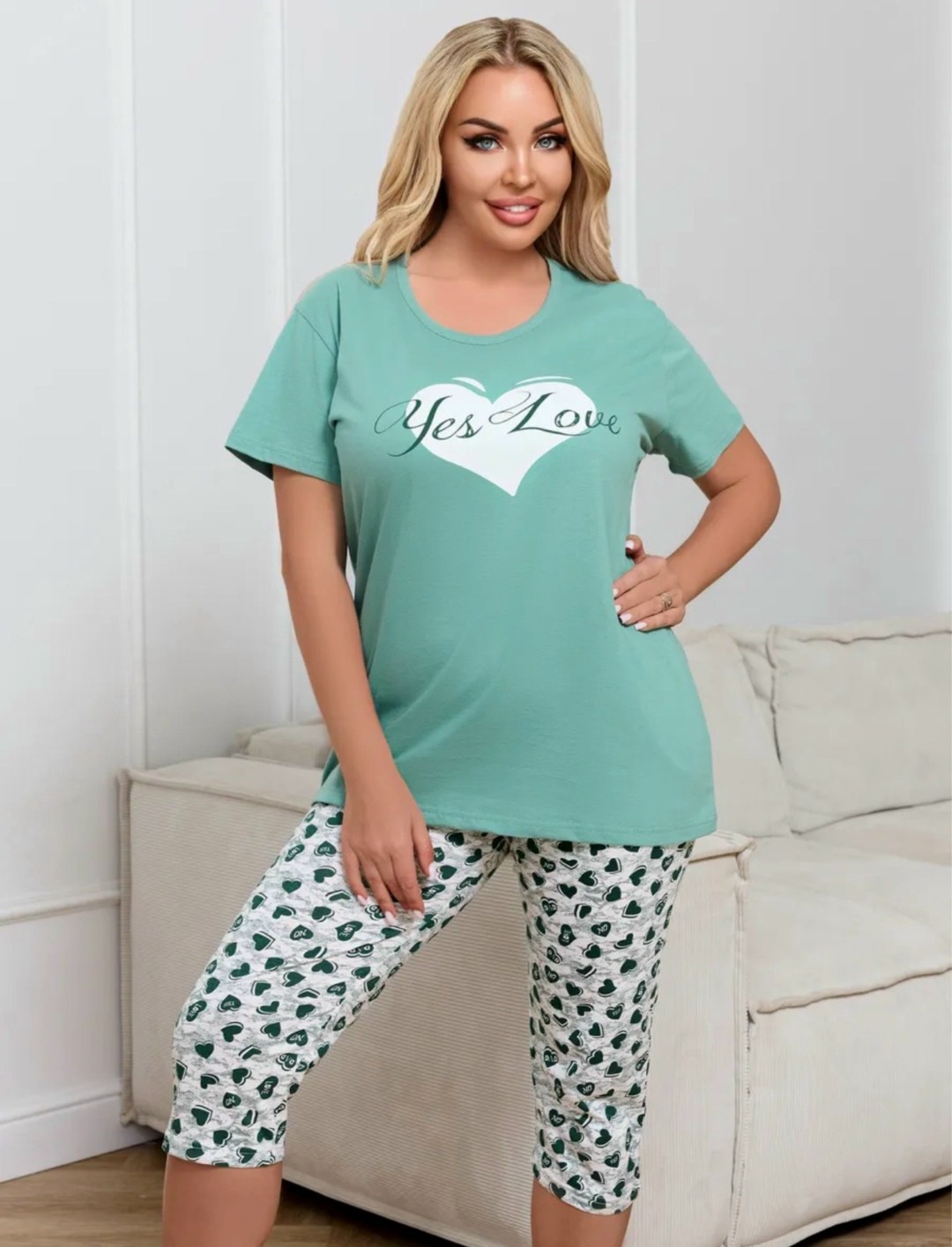 женская пижама с бриджами,пижама с бриджами трикотажная samaя,пижама с бриджами,пижама с бриджами для дома samaя,пижама с бриджами костюм домашний