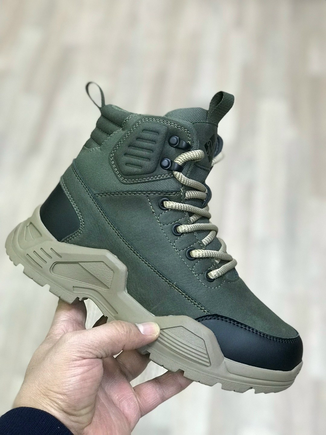 зимние высокие кроссовки на шнуровке pulse 121058828,зимние высокие кроссовки на шнуровке pulse цвет хаки,,мужская зимняя ,ботинки мужские зимние