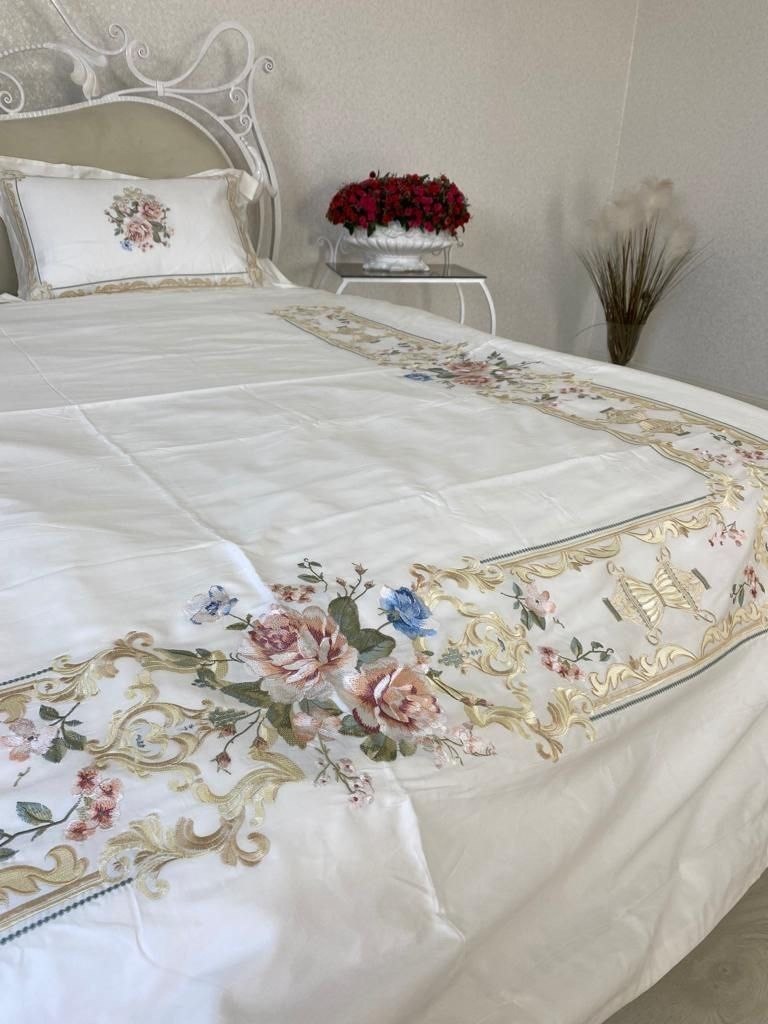 комплект постельного белья с вышивкой,комплект постельное бельё,постельное белье с вышивкой,постельное белье египетский хлопок,роскошный комплект постельного белья