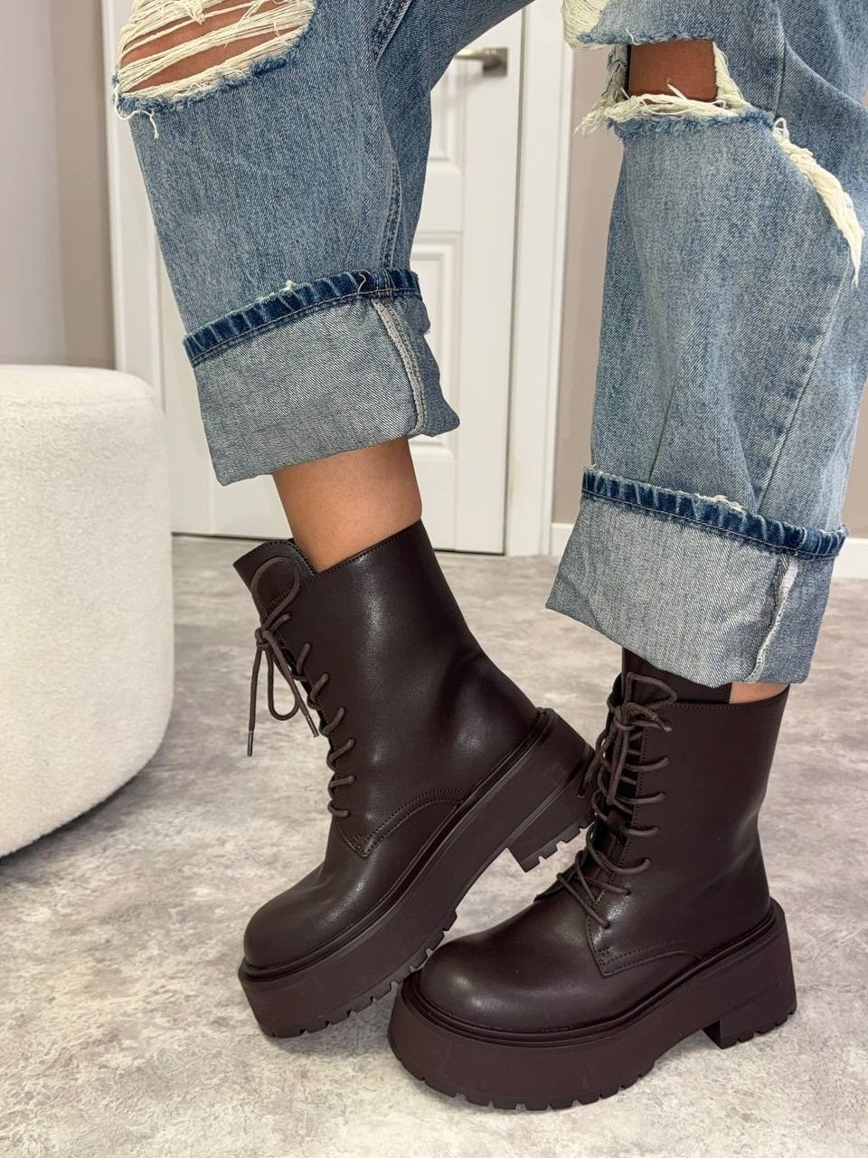 ,ботинки,коричневые женские ботинки fox shoes,ботинки женские,ботинки на платформе