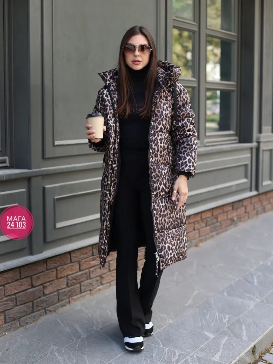 леопардовый пуховик арт. 12012884,леопардовый пуховик женский,женская куртка,зимняя куртка,леопардовый пуховик