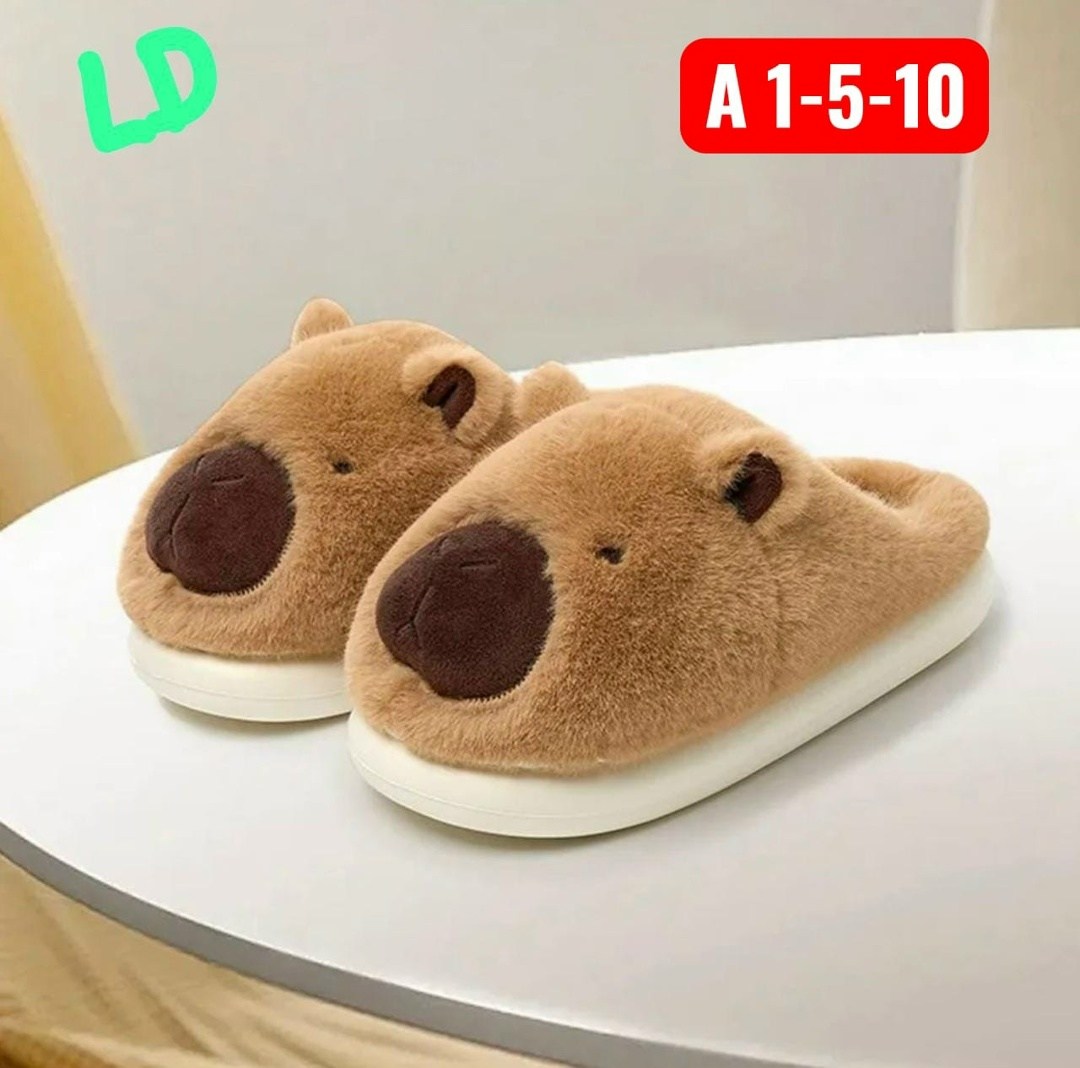 тапочки домашние плюшевые,плюшевые тапочки,домашние тапочки,плюшевые тапочки с капибарой,пушистые домашние тапочки