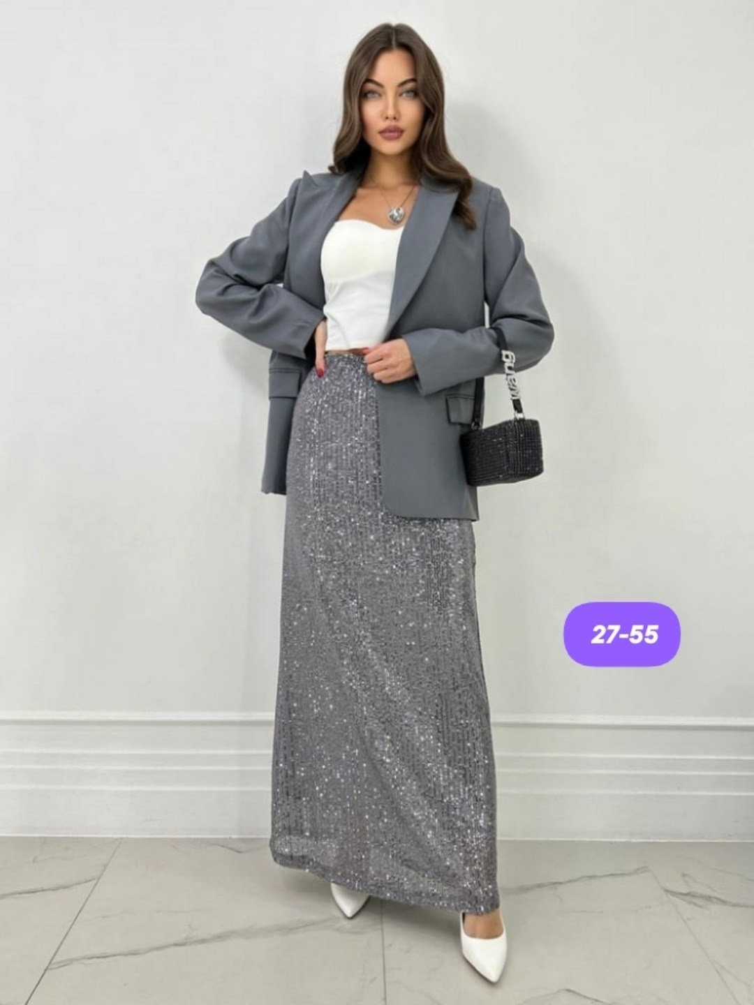 юбка макси с пайетками,юбка с пайетками,юбка женская серая,юбка женская,костюм с юбкой