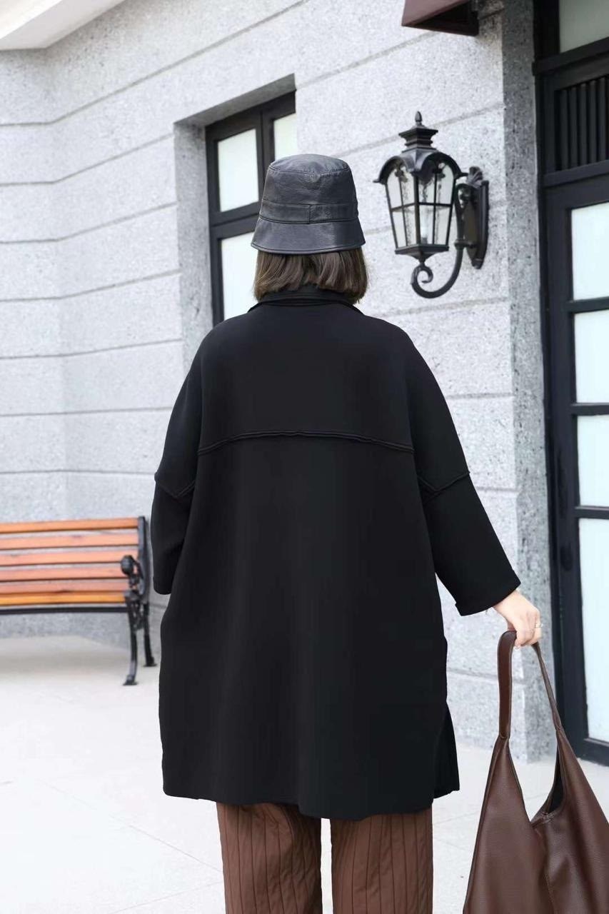 стильное пальто,свободное черное шерстяное пальто,пальто модное,шерстяное пальто,пальто оверсайз