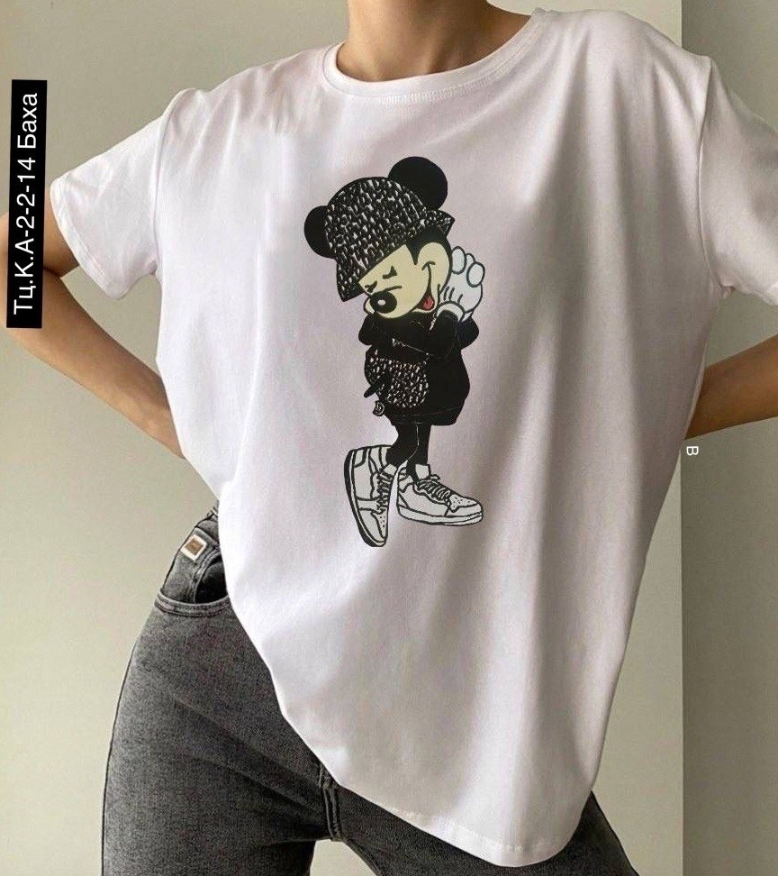 футболка женская,футболки женские модные,футболка с микимаусом женская,женские футболки с принтом,женская футболка белая