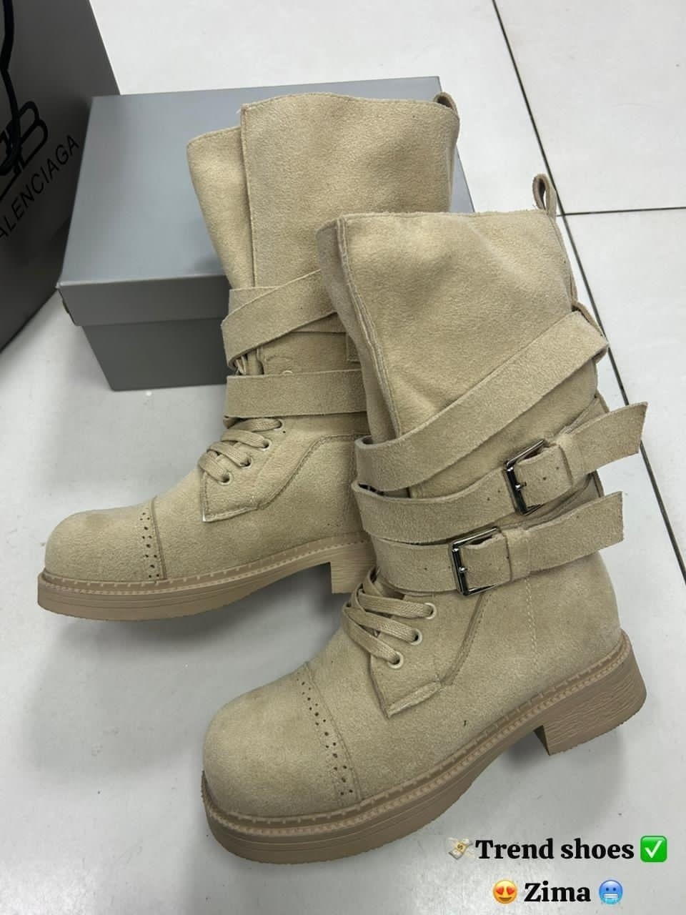 женские ботинки,, женская,ботинки осенние с натуральным мехом balenciaga,зимние женские ботинки