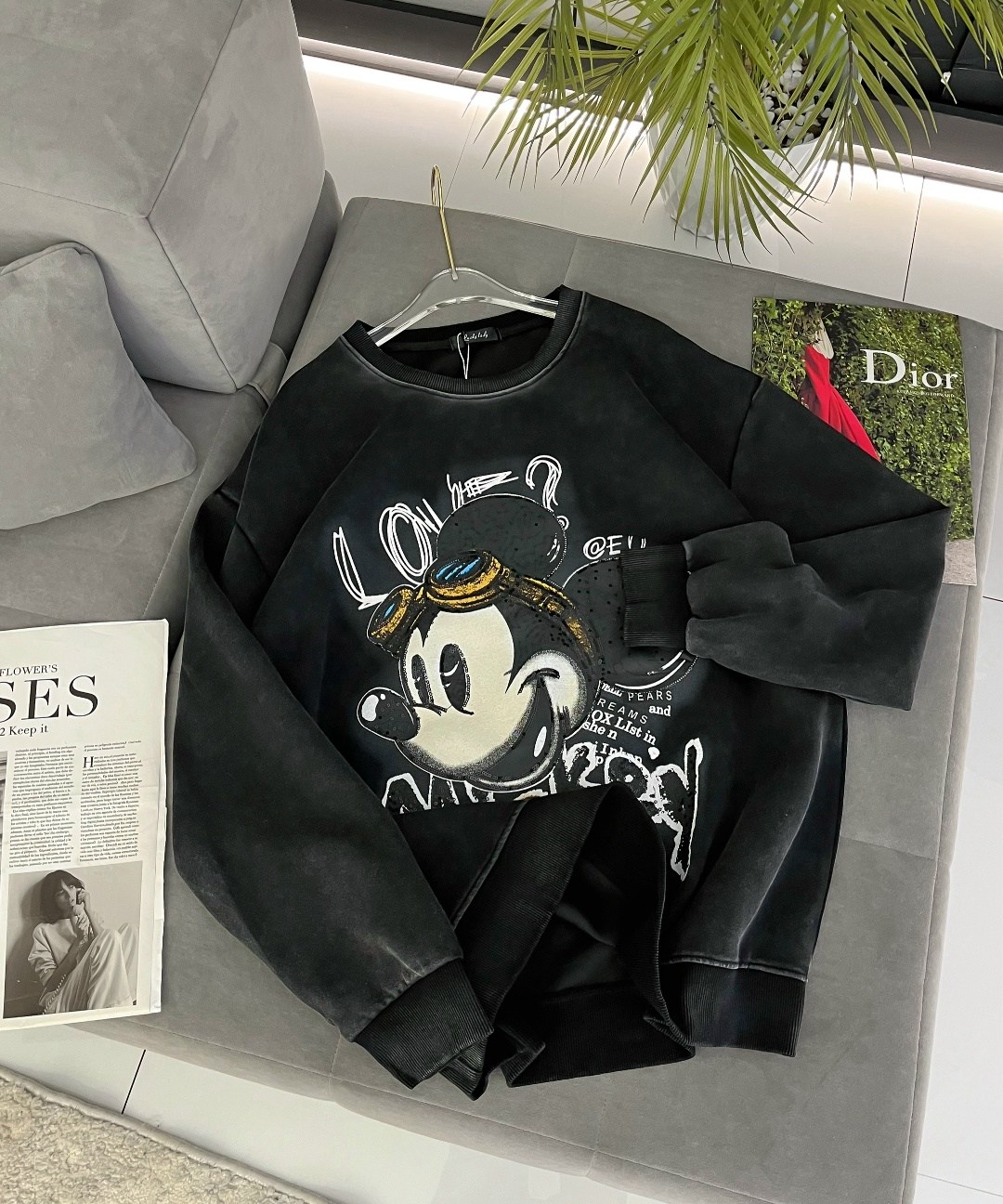 розовый свитшот,женский свитшот,модная толстовка,cвитшот для девочки,розовый свитшот с микки маусом