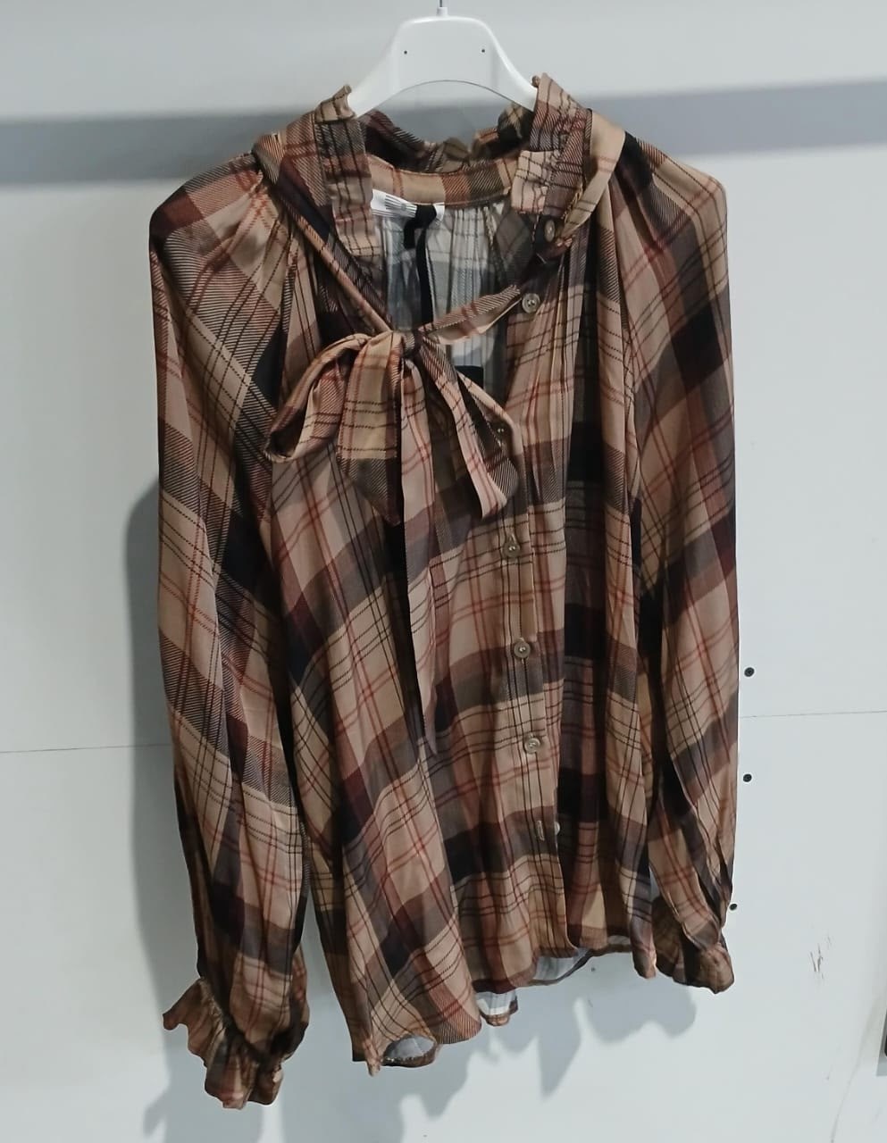 блуза с завязками,винтажная блузка,блузка с бантом,блузка в клетку,рубашка женская