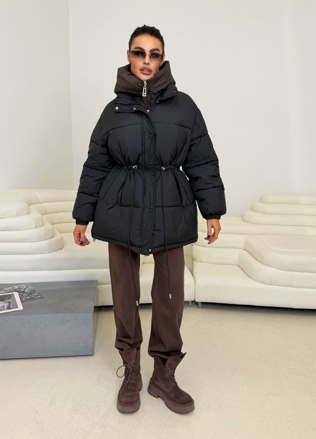 стильные пуховики,куртка зимняя с капюшоном оверсайз пуховик julineiz 272887433,куртка оверсайз,куртка с поясом,куртка оверсайз женская