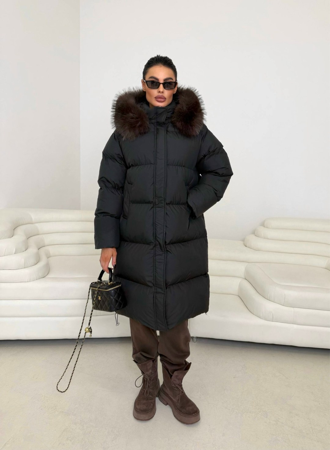 женский пуховик,пуховик,пуховики с мехом,чёрное пуховое пальто с мехом,пальто пуховик