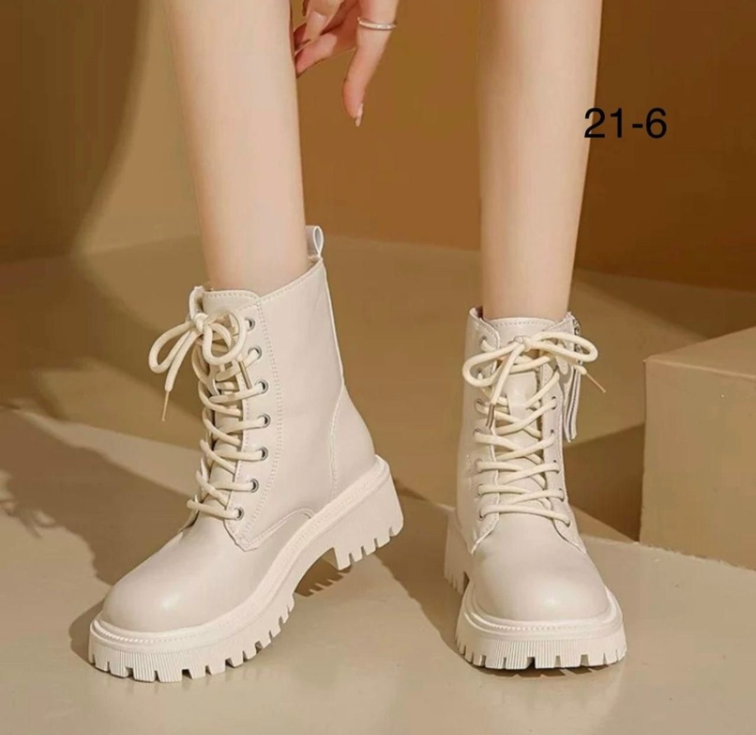женские ботинки в стиле рок,женские ботинки,модные белые ботинки женские,женские короткие ботинки на толстой подошве,