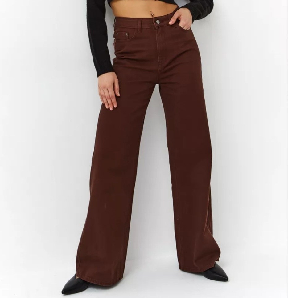 коричневые джинсы,коричневые джинсы женские,джинсы широкие коричневые,джинсы широкие,коричневые джинсы клеш