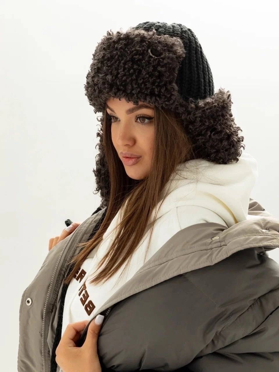 шапка ушанка вязаная зимняя женская ангора,вязаная шапка,вязаная шапка-ушанка,шапка-ушанка,ушанка вязаная