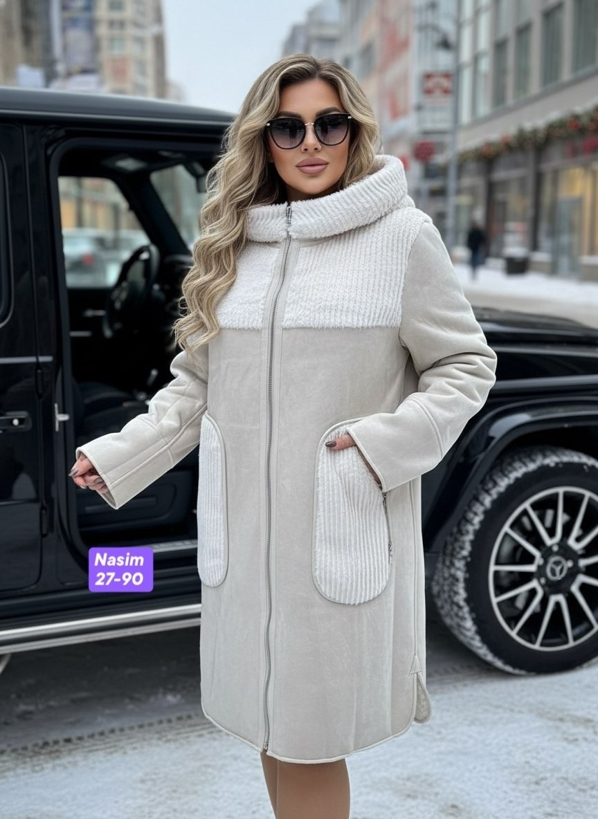 зимняя дубленка двухсторонняя almita 271842965,дубленка женская,зимняя дубленка двухсторонняя almita,стильное пальто,комбинированное пальто