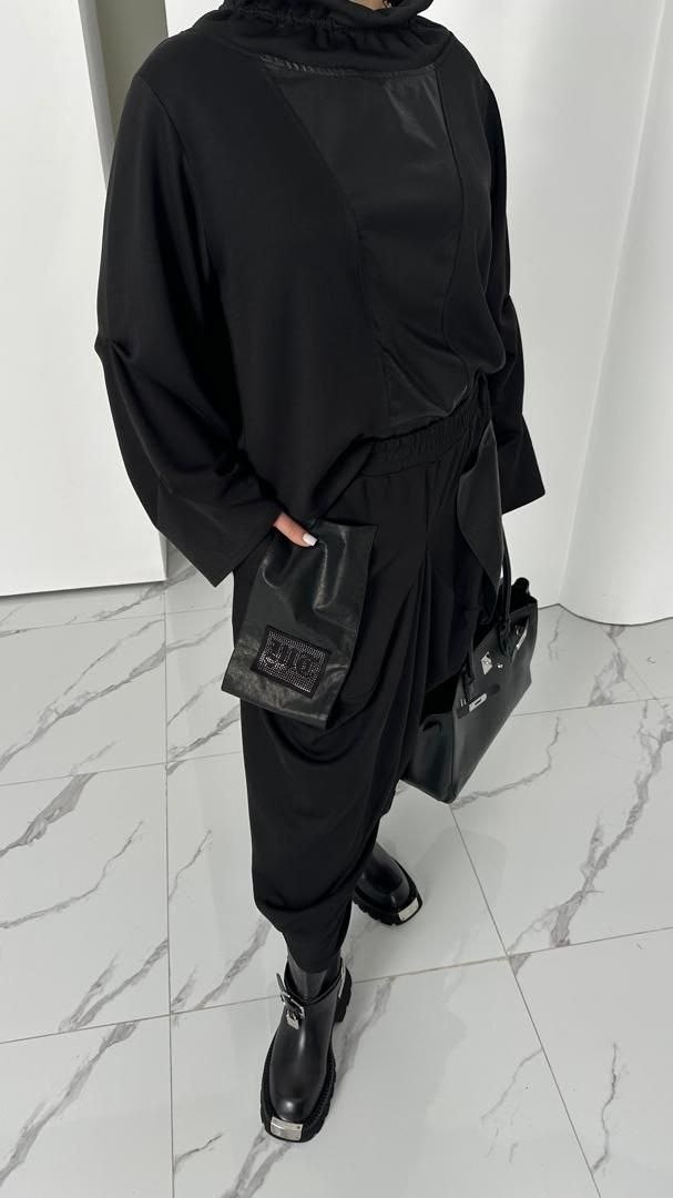 стильные костюмы,костюм из экокожи,женские костюмы с трикотаж и экокожа,женский костюм